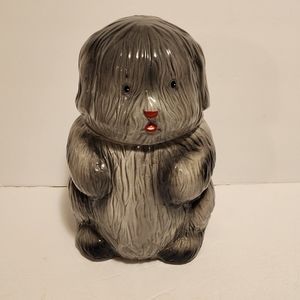 vintage himark gourmet kitchen gray shaggy sheepdog ceramic cookie jar nice.